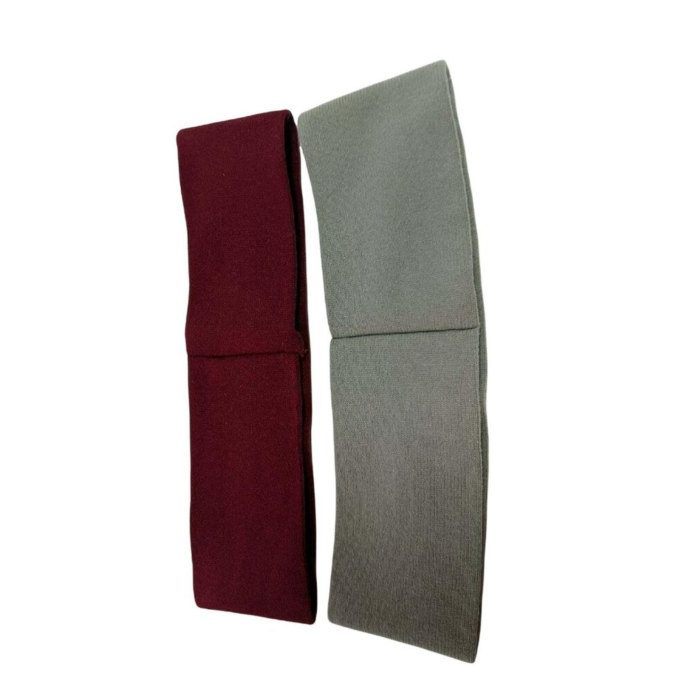 Vintage Stretch Wide Knit Headbands Burgundy & Sage Soft Hair Accessory Duo A260 - Picture 3 of 3